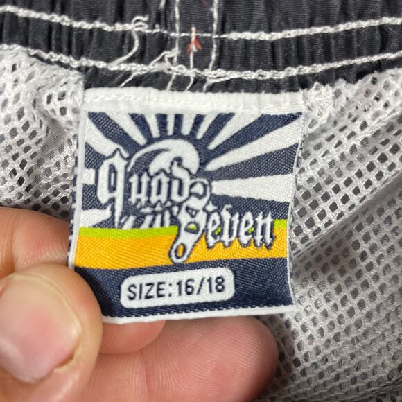 Quad Seven Swim Shorts Youth 16/18 Blue Colorblock Lined Hook And Loop Draw - Picture 5 of 8